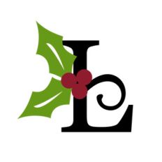 christmas holly monogram - l