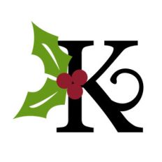 christmas holly monogram - k