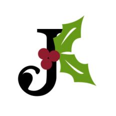 christmas holly monogram - j