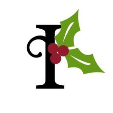christmas holly monogram - i