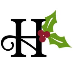 christmas holly monogram - h