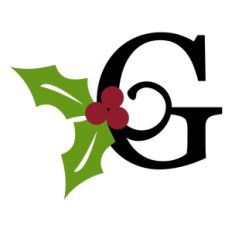 christmas holly monogram - g