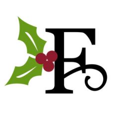 christmas holly monogram - f