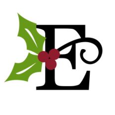 christmas holly monogram - e