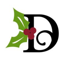 christmas holly monogram - d