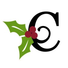 christmas holly monogram - c