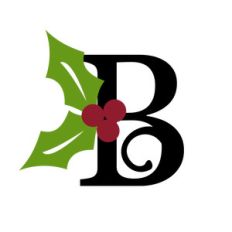 christmas holly monogram - b