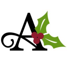 christmas holly monogram - a