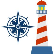 compass and lighthouse