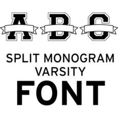 split monogram varsity font