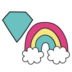 unicorn diamond and rainbow icons