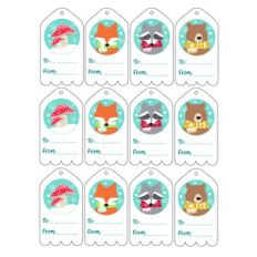 christmas woodland gift tags