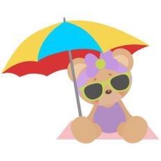 beach bear sitting with umbrella