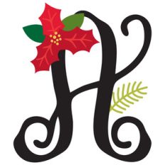 christmas poinsettia monogram a