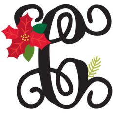 christmas poinsettia monogram c