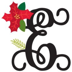 christmas poinsettia monogram e