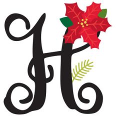 christmas poinsettia monogram h
