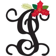 christmas poinsettia monogram i