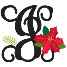 christmas poinsettia monogram j