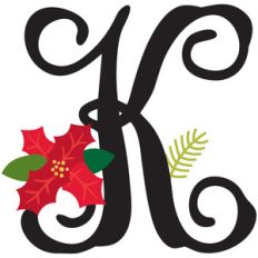 christmas poinsettia monogram k