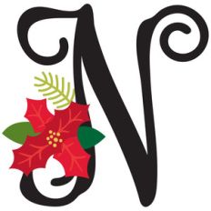 christmas poinsettia monogram n