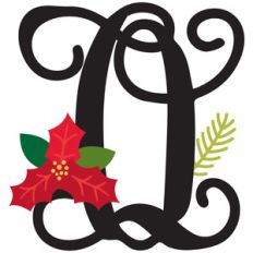 christmas poinsettia monogram o
