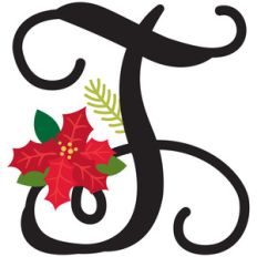 christmas poinsettia monogram t