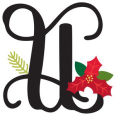 christmas poinsettia monogram u