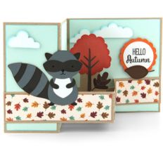 pop up box card fall racoon