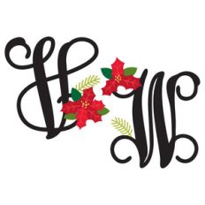 christmas poinsettia monogram v,w