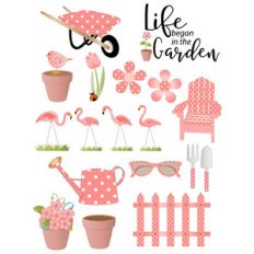 lawn flamingos in garden stickers