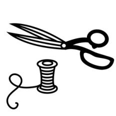 sewing scissors and thread