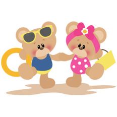 beach bears holding hands