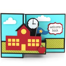 pop up box card school house
