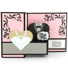 pop up box card wedding hearts