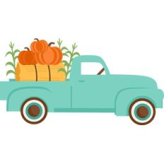 fall truck with pumpkins