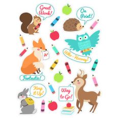 woodland animal school stickers