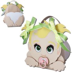 crawling baby girl pigtails basket