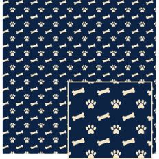 navy and cream paw and bone pattern