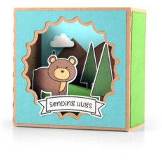 shadow box card scene - fall bear