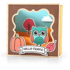 shadow box card scene - fall owl