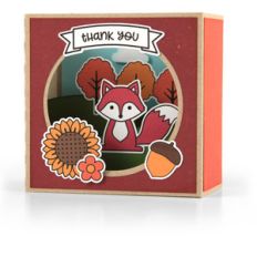 shadow box card scene - fall fox