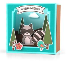shadow box card scene - fall raccoon