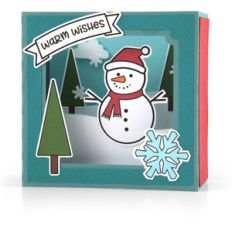 shadow box card scene - christmas snowman