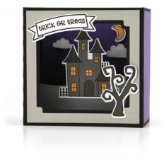 shadow box card scene - halloween house