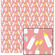 baby bottles on peach pattern