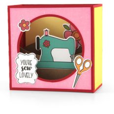 shadow box card scene sewing