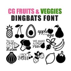 cg fruits and veggies dingbats font