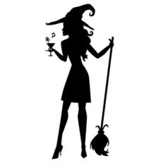 halloween witch silhouette with cocktail