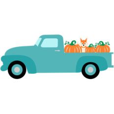 truck fox and pumpkins